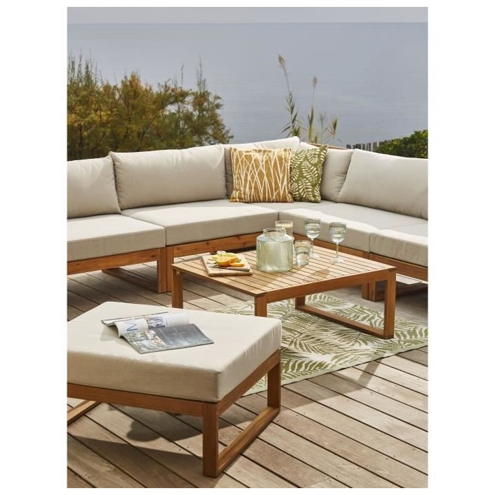 Salon de jardin en bois d'Acacia FSC - 7 personnes - Levata - Lin