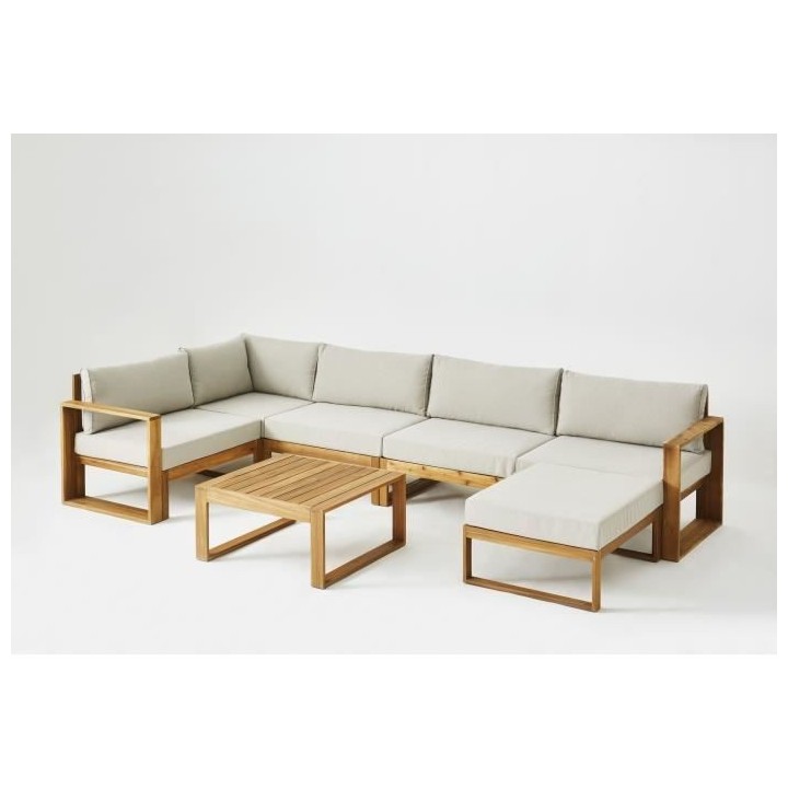 Salon de jardin en bois d'Acacia FSC - 7 personnes - Levata - Lin