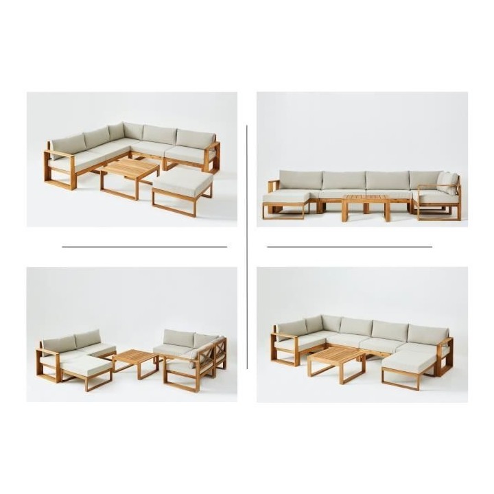 Salon de jardin en bois d'Acacia FSC - 7 personnes - Levata - Lin