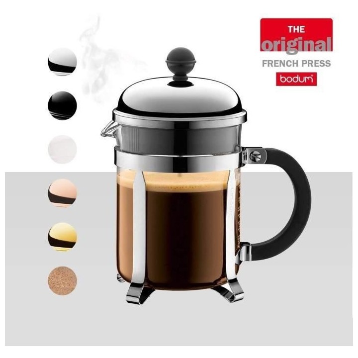CHAMBORD - Cafetiere a piston BODUM , 4 tasses, 0.5 l, acier inox