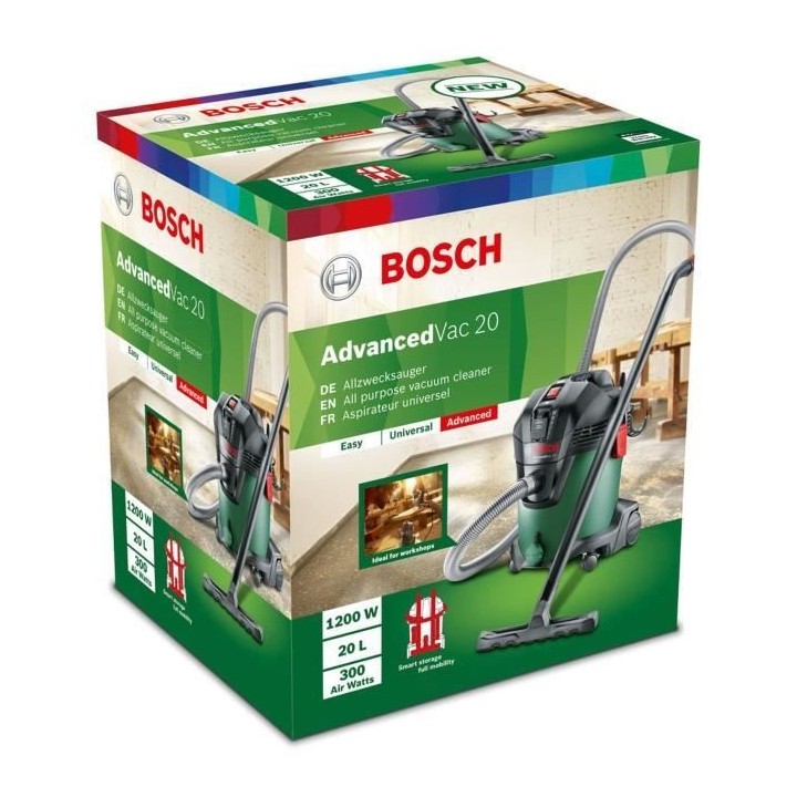 Aspirateur eau et poussiere Bosch - AdvancedVac 20 (avec accessoires)