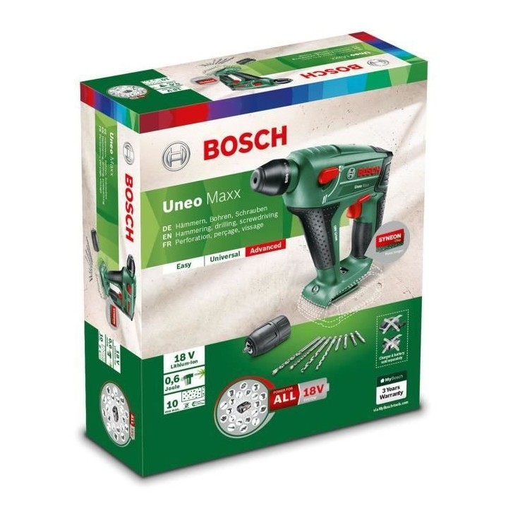 Perforateur sans fil Bosch - Uneo Maxx - SDS - 0,6 J - 10 mm - 18V