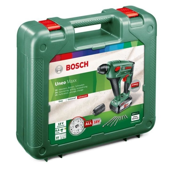 Perforateur 0,6J sans fil 18V Bosch - Uneo Maxx -SDS, 1 batterie 2,5 A