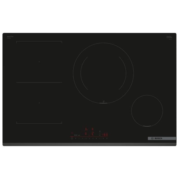 Table induction grande largeur BOSCH - 4 foyers - L80 x P52 cm - PVS83
