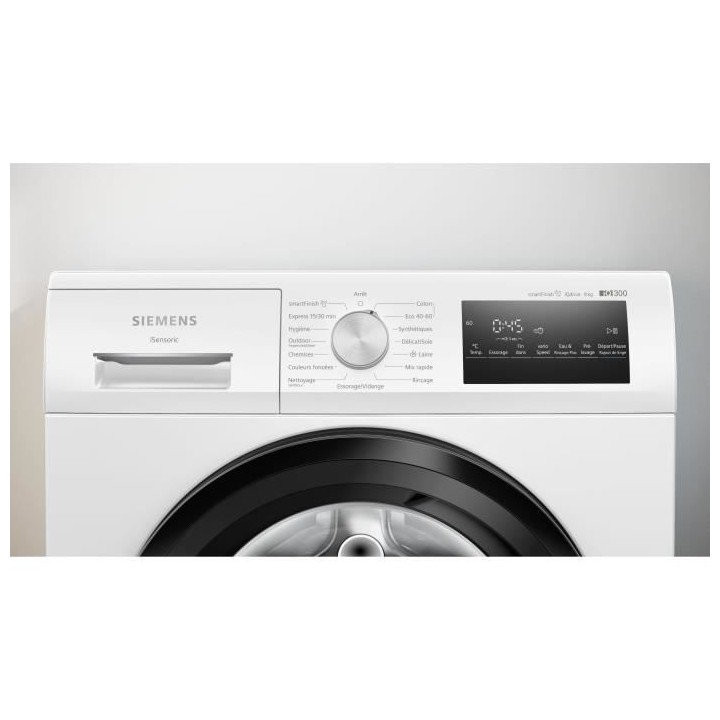 Lave-linge hublot SIEMENS WM12N228FR IQ300 - 8 kg - Induction - L60cm