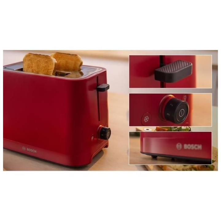 Toaster - BOSCH - TAT3M124 MyMoment - Rouge mat - 2 tranches - centrag
