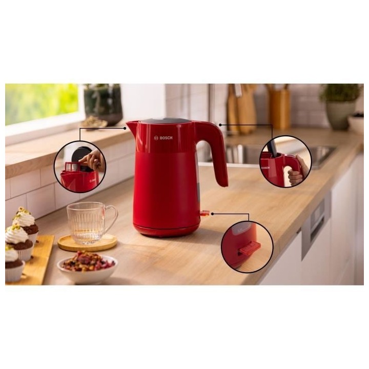 Bouilloire - BOSCH - TWK2M164 MyMoment - Rouge Mate - indicateur de ta