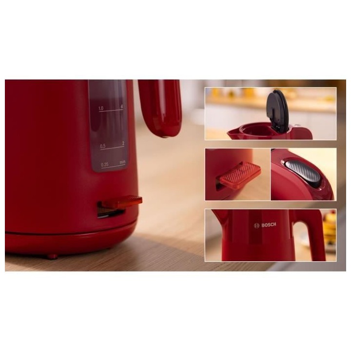Bouilloire - BOSCH - TWK2M164 MyMoment - Rouge Mate - indicateur de ta