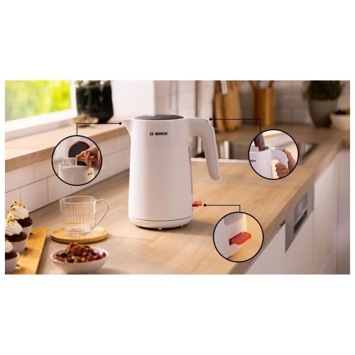 Bouilloire - BOSCH - TWK2M161 MyMoment - Blanche Mate - indicateur de
