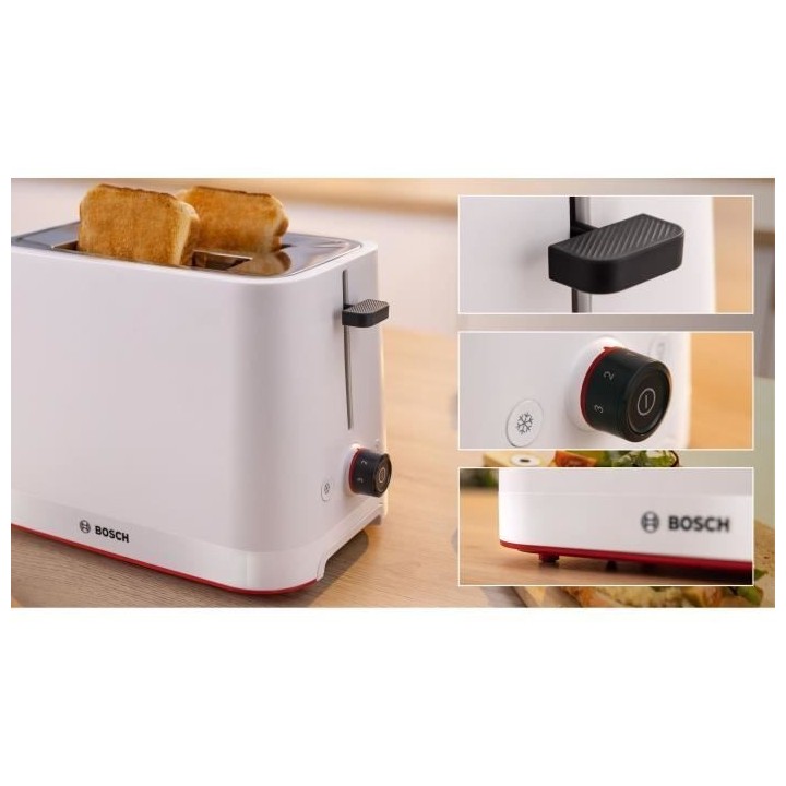 Toaster - BOSCH - TAT3M121 MyMoment - Blanc mat - 2 tranches - centrag