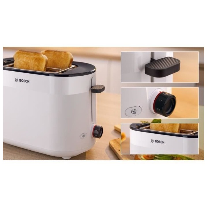 Toaster - BOSCH - TAT2M121 MyMoment - Blanc - 2 tranches - centrage au