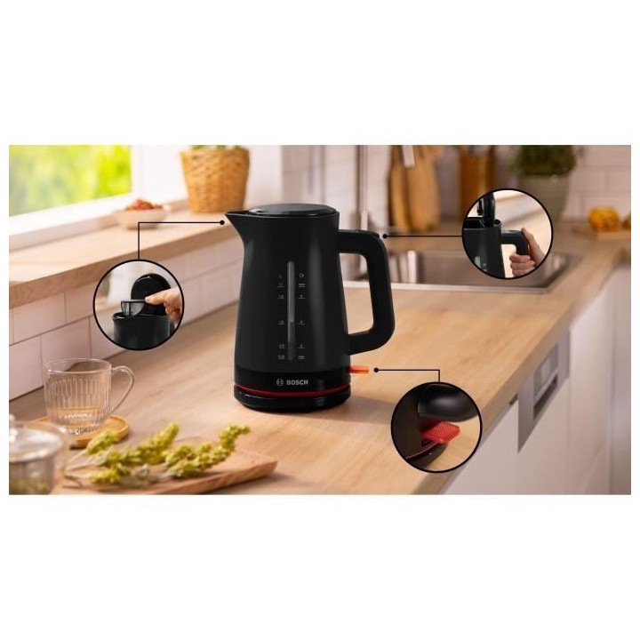 Bouilloire - BOSCH - TWK3M123 MyMoment - Noire Mate - interrupteur éc