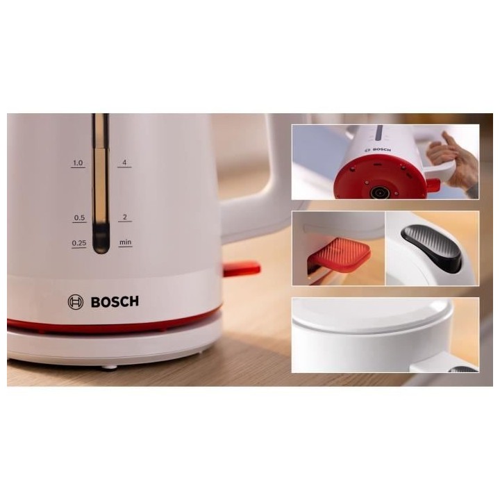 Bouilloire - BOSCH - TWK3M121 MyMoment - Blanche Mate - interrupteur