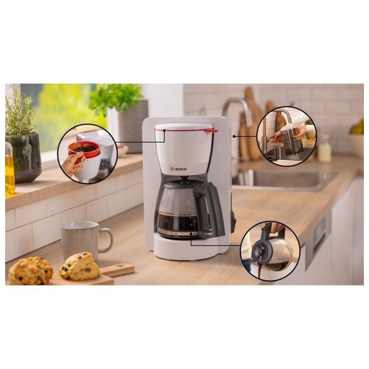 Cafetiere Filtre - BOSCH - TKA2M111 MyMoment - Blanche - Capacité 1,2
