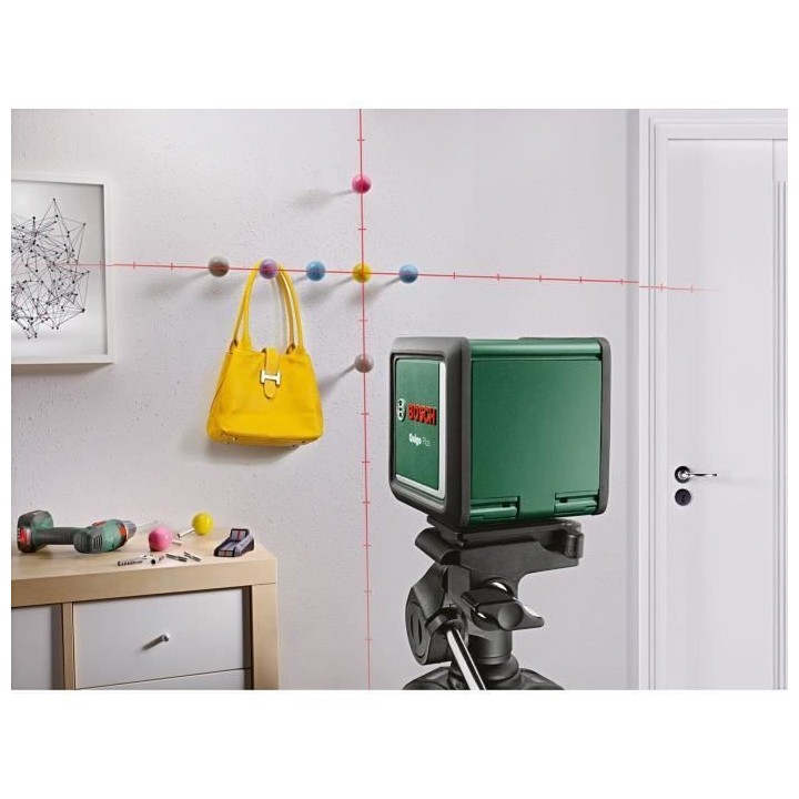 Laser ligne en croix Bosch - Quigo Plus - Portée 7 m - Piles, trépie