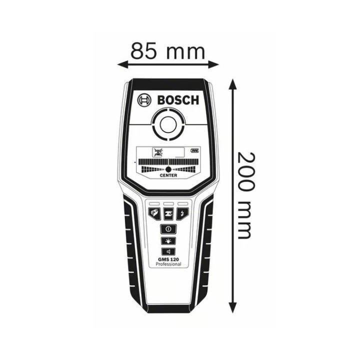 Détecteur Bosch Professional GMS 120 avec 1 pile 9 V (6LR61) et acces