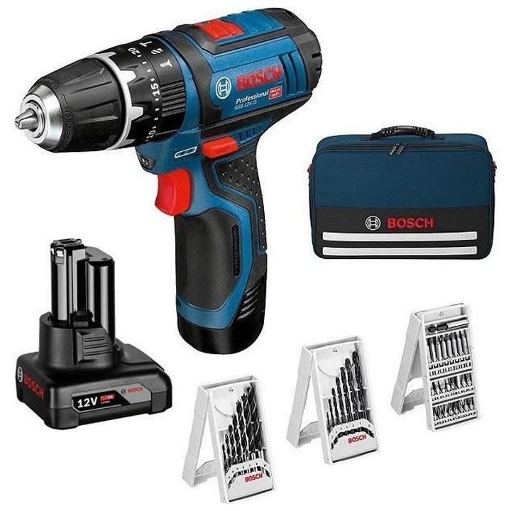 Perceuse-visseuse a percussion Bosch Professional GSB 12V-15, 2 batter