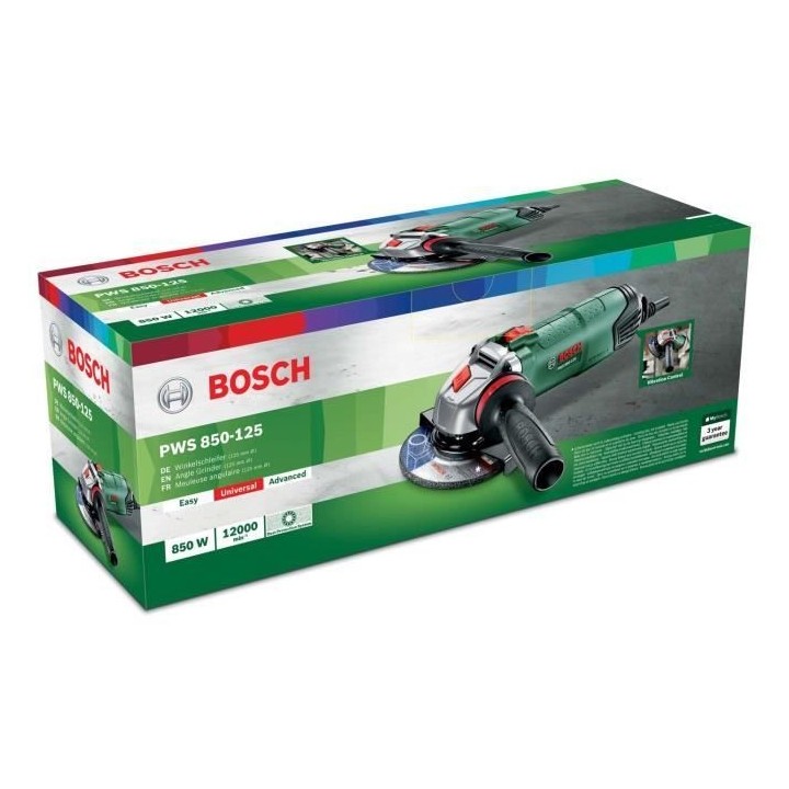 Meuleuse a main Bosch - PWS 850-125 + AVH (Livrée dans un carton 1 po
