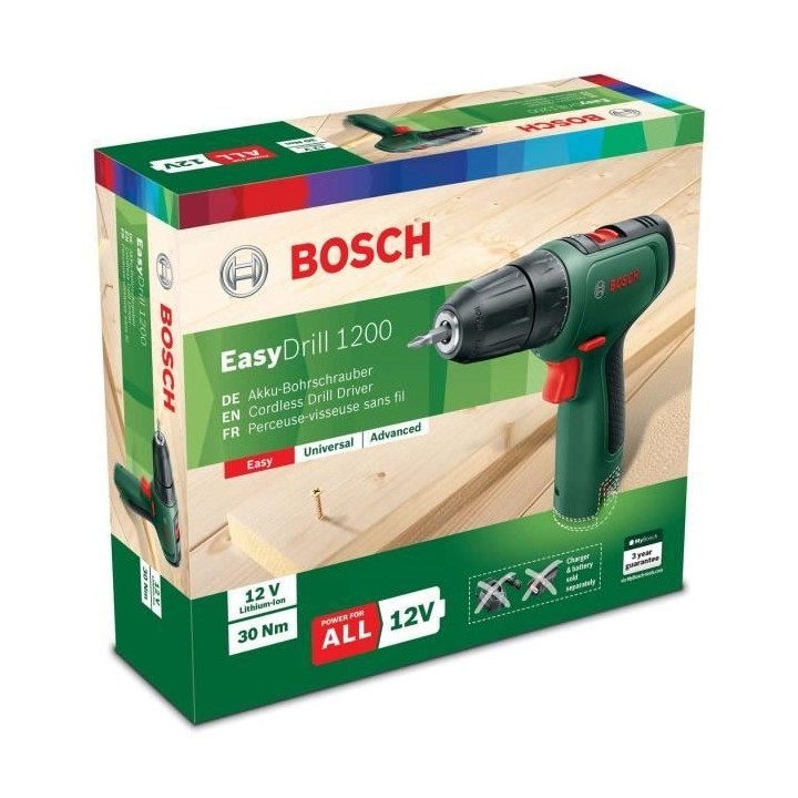 Perceuse-visseuse sans-fil Bosch - EasyDrill 1200 - Bois - 12V - 10mm