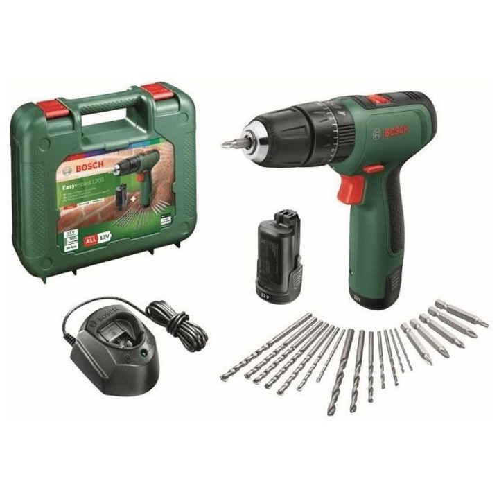 Perceuse a percussion Bosch - EasyImpact 1200 (2 batteries 12V, 1 char
