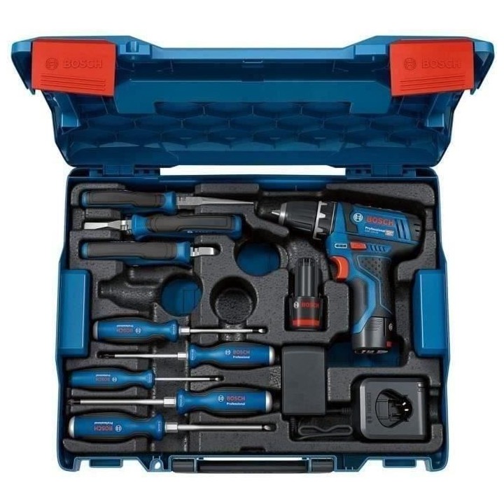 Perceuse-visseuse Bosch Professional GSR 12V-15 + outillage a main + 2