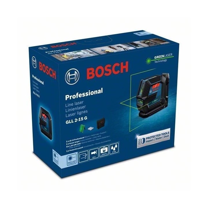 Laser lignes vert GLL 2-15 G avec support LB 10 - BOSCH - 0601063W00