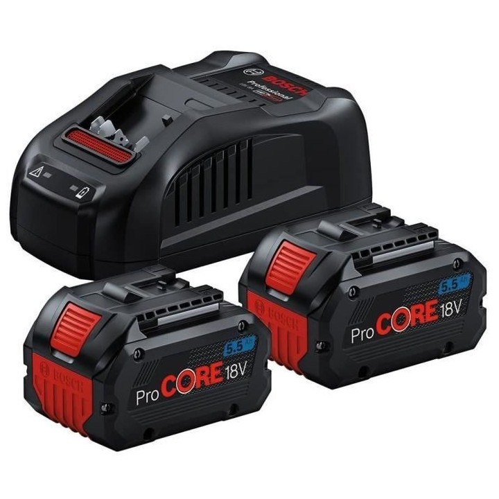 Pack de 2 batteries 18V Procore 5,5Ah + chargeur rapide - BOSCH - 1600