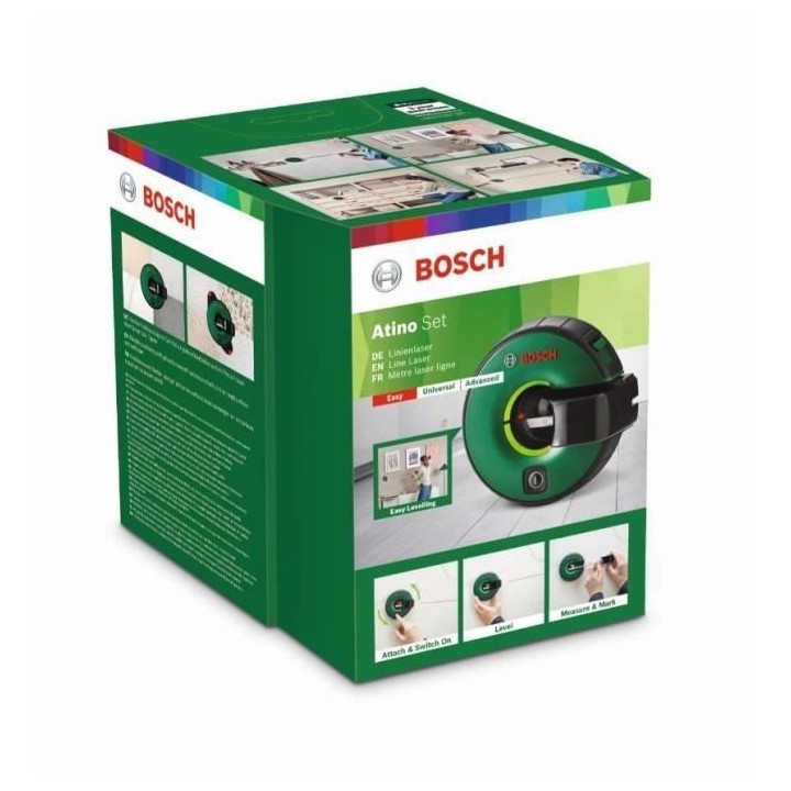 Metre laser lignes Bosch - Atino Set (metre ruban de 1,5 m, 6 gel pads