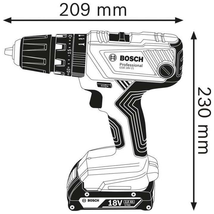Perceuse-visseuse a percussion Bosch Professional GSB 18V-21 + 1 batte
