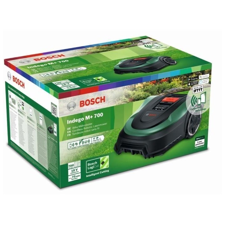 Tondeuse robot - BOSCH - Indego M+ 700 - Autotractée - 700 m² - 3 la