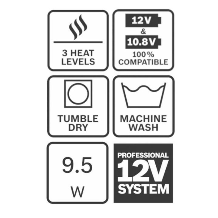 Veste chauffante Bosch Professional GHH 12+18V XA + GAA 12V-21 (sans b