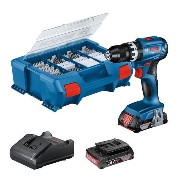 Perceuse a percussion Bosch Professional GSB 18V-45 + 2 batteries 2,0A