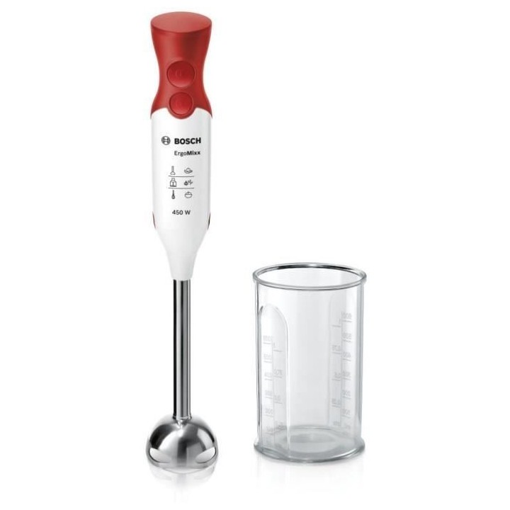 Mixeur plongeant BOSCH - 450W - Pied inox - 4 lames aiguisées - 2 vit