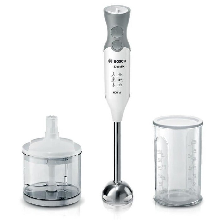 Mixeur plongeant BOSCH ErgoMixx 600W - Blanc/Gris - 12 vitesses + turb