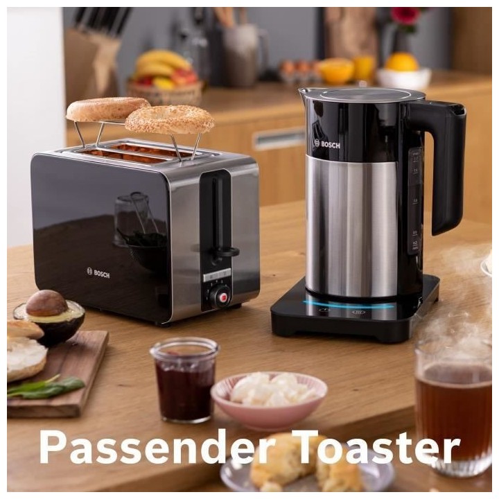 Bouilloire électrique programmable BOSCH TWK7203 - Noir et Inox - 1,7