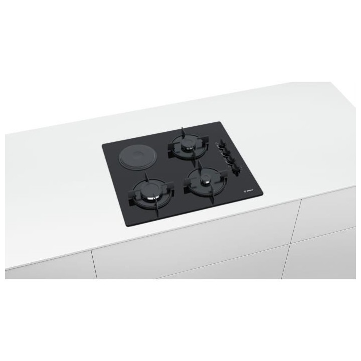 Table mixte 60cm BOSCH - POY6B6B10 - Gaz: 3 foyers - 1 foyer electriqu