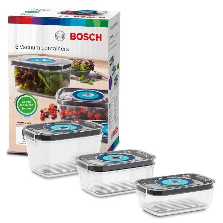 BOSCH - 3 boites de conservation sous vide hermétiques : 0,7L, 1,0L e