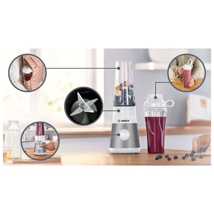 Mini Blender BOSCH VitaPower Serie 2 MMB2111T - Bol mixeur 0,8 L - 4 l