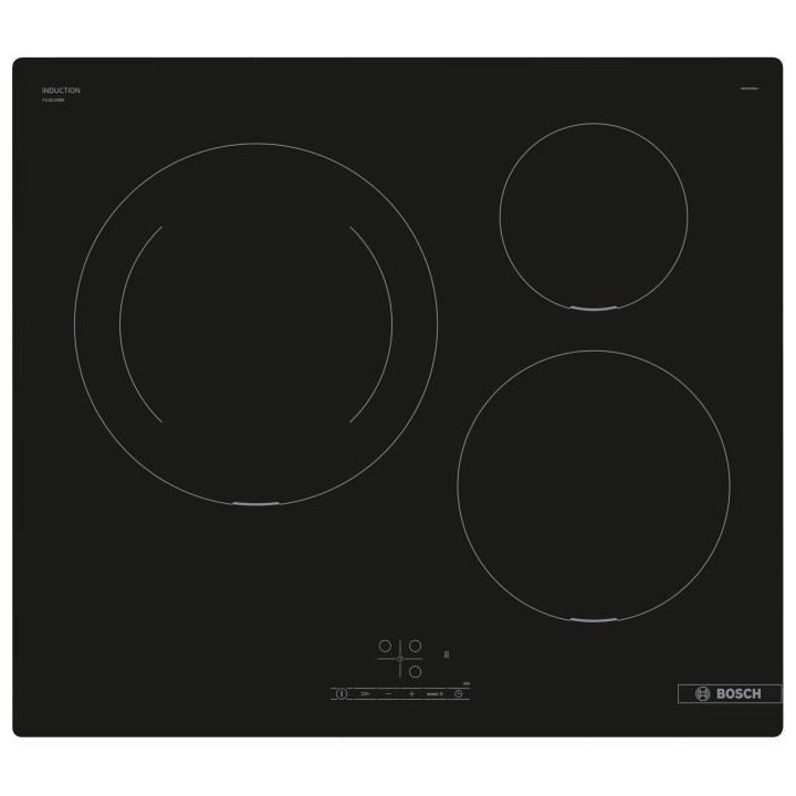Table induction 60cm - BOSCH PUJ611BB5E SER4 Noir - 3-foyers - L592xP5
