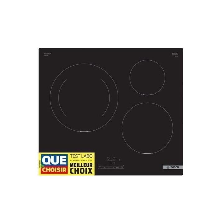 Table induction 60cm - BOSCH PUJ611BB5E SER4 Noir - 3-foyers - L592xP5