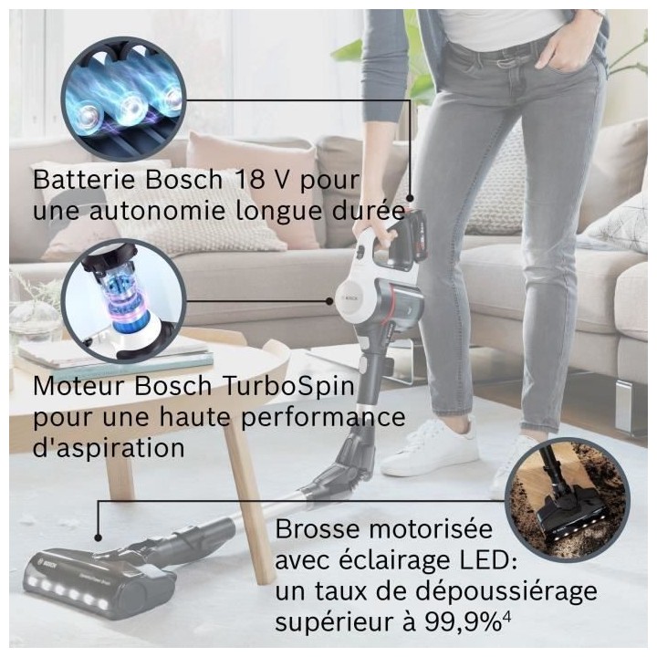 BOSCH BBS711W - Aspirateur Balai Multifonction sans fil Unlimited blan