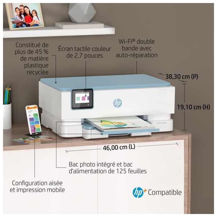HP Envy Inspire 7221e Imprimante tout-en-un Jet d'encre couleur - 6 mo