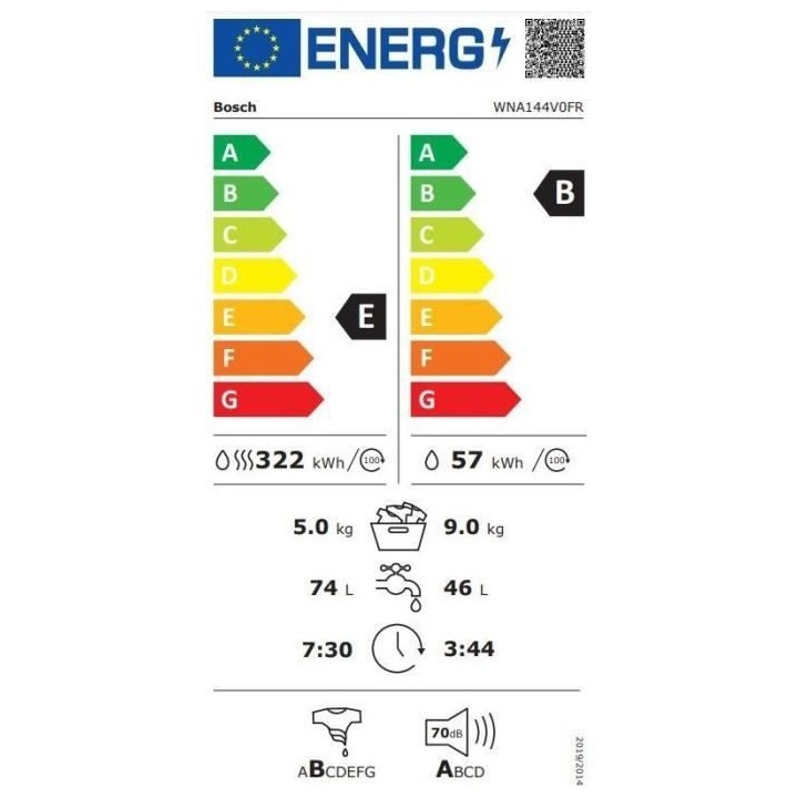 Lave-linge séchant BOSCH WNA144V0FR SER4 - 9 / 5 kg - Induction - L60
