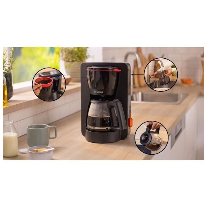 Cafetiere Filtre - BOSCH - TKA3M133 MyMoment - Noire - verseuse verre
