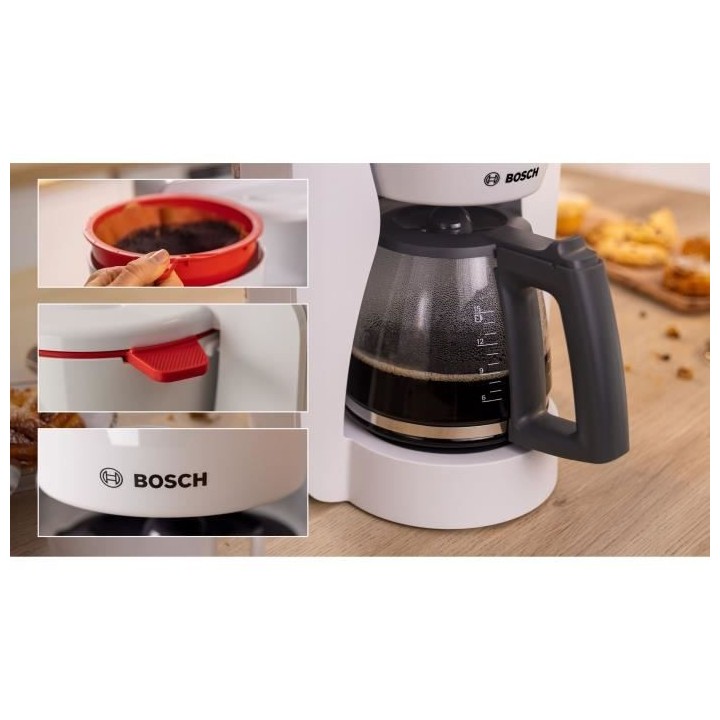 Cafetiere Filtre - BOSCH - TKA3M131 MyMoment - Blanche - verseuse verr