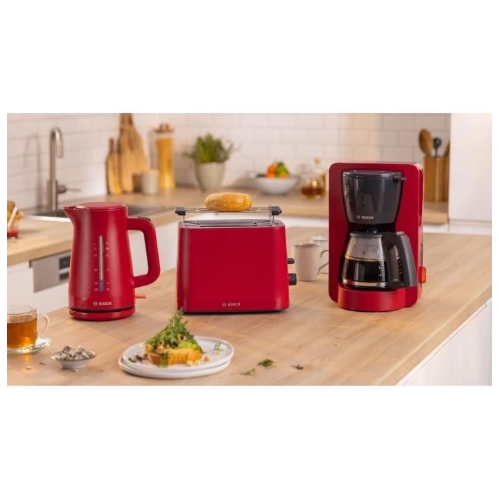Cafetiere Filtre - BOSCH - TKA3M134 MyMoment - Rouge - verseuse verre