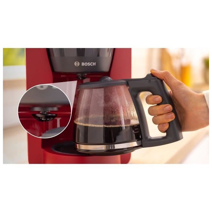 Cafetiere Filtre - BOSCH - TKA3M134 MyMoment - Rouge - verseuse verre