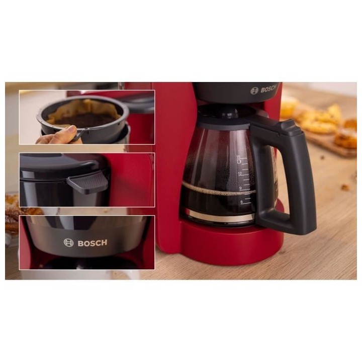 Cafetiere Filtre - BOSCH - TKA3M134 MyMoment - Rouge - verseuse verre
