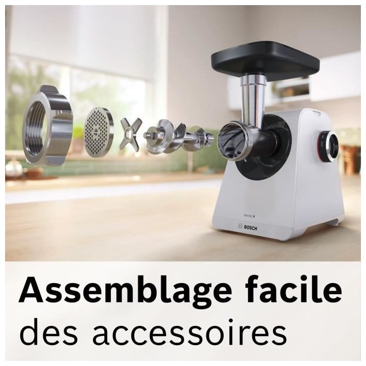 Hachoir a viande - BOSCH - MFWS420W Série 4 - Blanc - 500 W - moteur