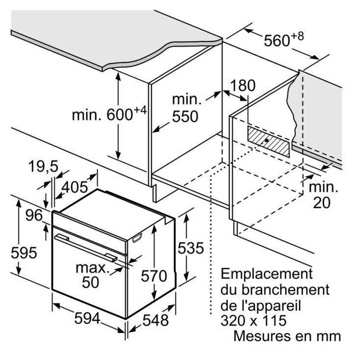 Four électrique encastrable BOSCH HBA573BA0 - Air pulsé 3D+ - 71L -